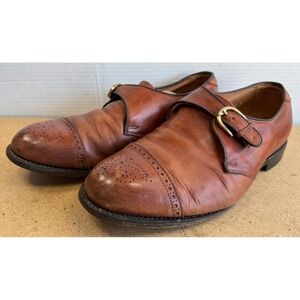 Men's Walnut Tan Allen Edmonds Hillsboro Monk Strap 10.5 EEE Vintage